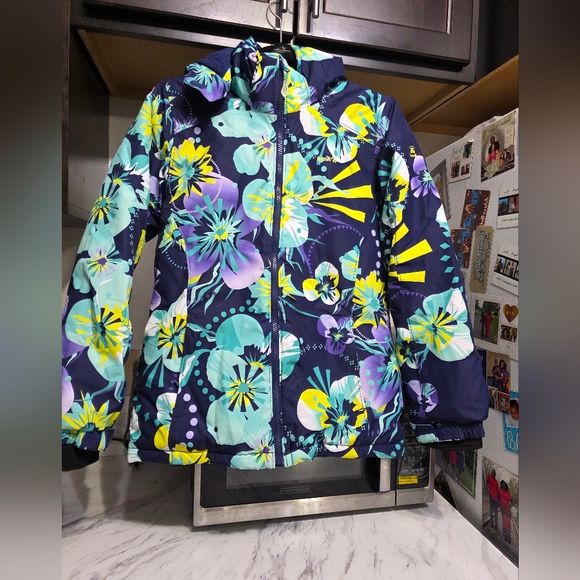 Kamik Kids Puffer Jacket - Navy and Floral - Picture 3 of 14